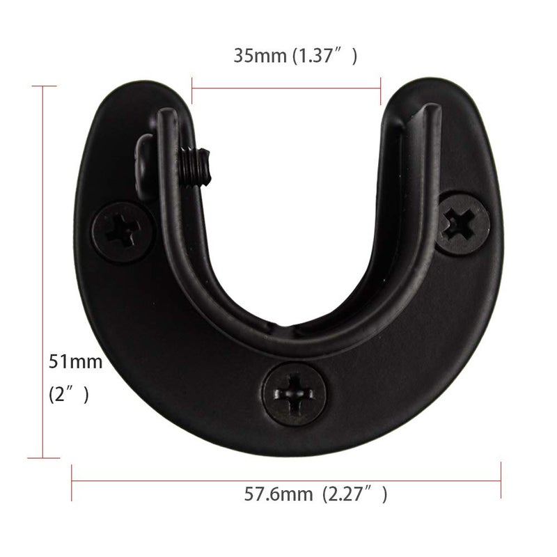 ZipSeven Zip Seven 1-5/16 Shower Closet Rod Holder Set U Shaped Hanging Rod Flange Socket Heavy Duty Curtain Pole Bracket Supports Stainless Steel Matte Black 4 Pack (Black, Big) - Image 3